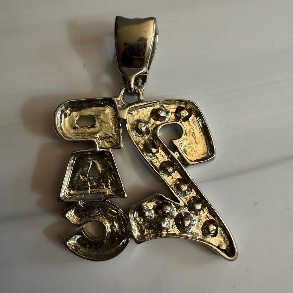 2Pac Shakur Silver Tone Rhinestone Pendant Hip Hop Rap Jewelry Tribute Piece